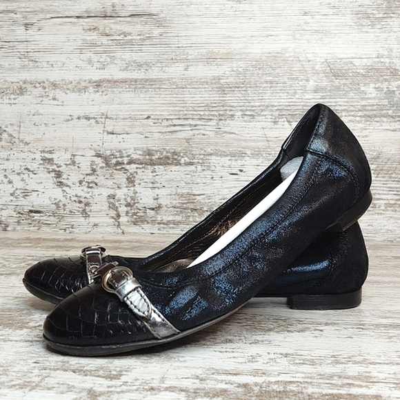 🟦Sz 36/6 AGL Attilio Giusti Leombruni Midnight Blue Shimmer Flats - Picture 2 of 16